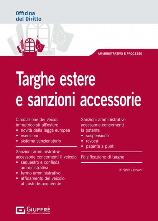Targhe estere e sanzioni accessorie - Fabio Piccioni - copertina