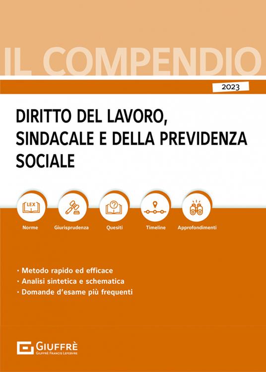 Compendio di diritto del lavoro, sindacale e della previdenza sociale - copertina