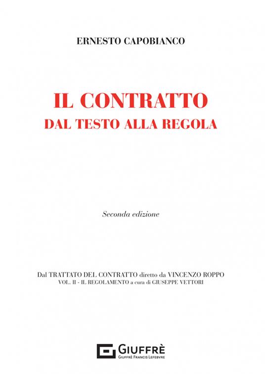Il contratto dal testo alla regola - Ernesto Capobianco - copertina