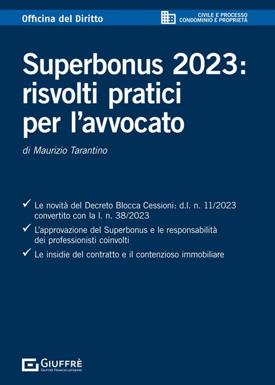Superbonus 2023: risvolti pratici per l'avvocato - Maurizio Tarantino - copertina