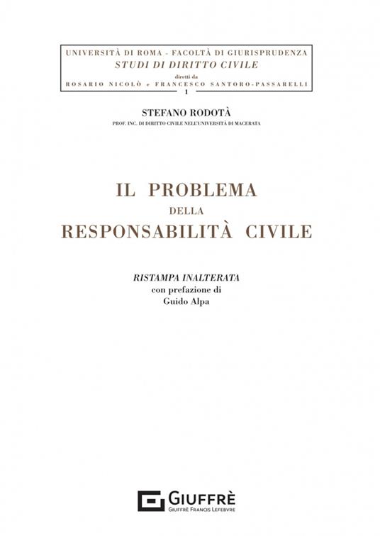 Il problema della responsabilità civile - Stefano Rodotà - copertina