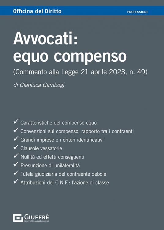Avvocati: equo compenso - Gianluca Gambogi - copertina