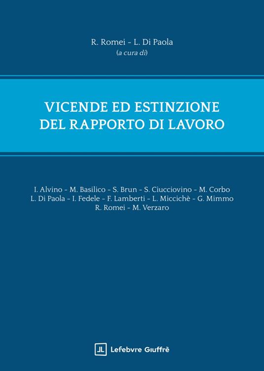 Vicende ed estinzione del rapporto di lavoro - copertina
