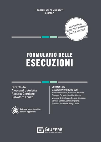 Formulario delle esecuzioni - Rosaria Giordano - copertina