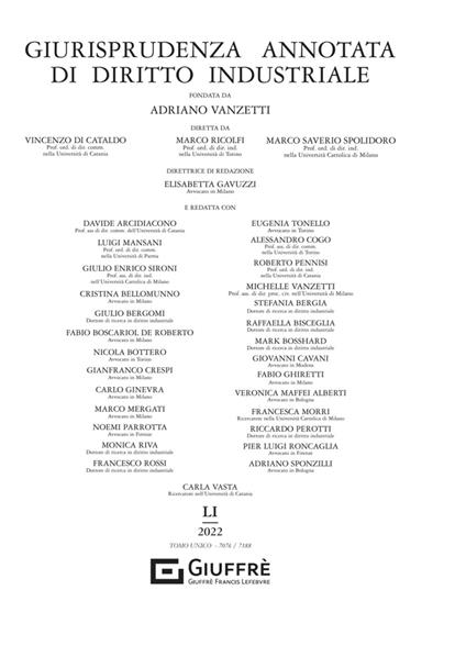 Giurisprudenza annotata di diritto industriale 2022 - copertina