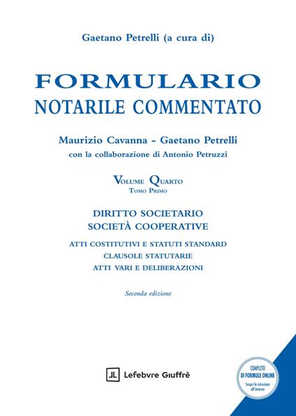 Formulario notarile commentato. Vol. 4/1: Diritto societario-Società cooperative - copertina