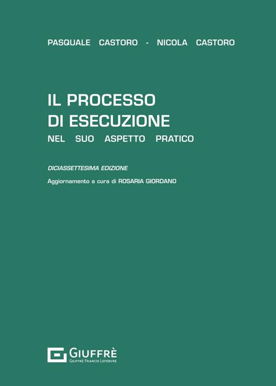 Il processo di esecuzione nel suo aspetto pratico - Pasquale Castoro,Nicola Castoro - copertina