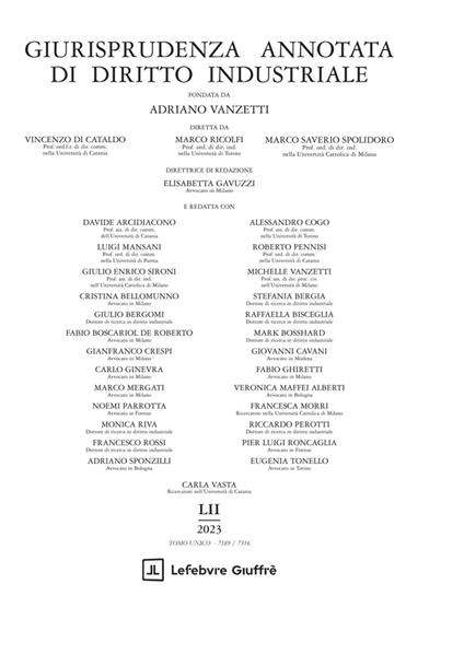 Giurisprudenza annotata di diritto industriale 2023 - copertina