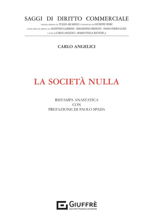 La società nulla - Carlo Angelici - copertina