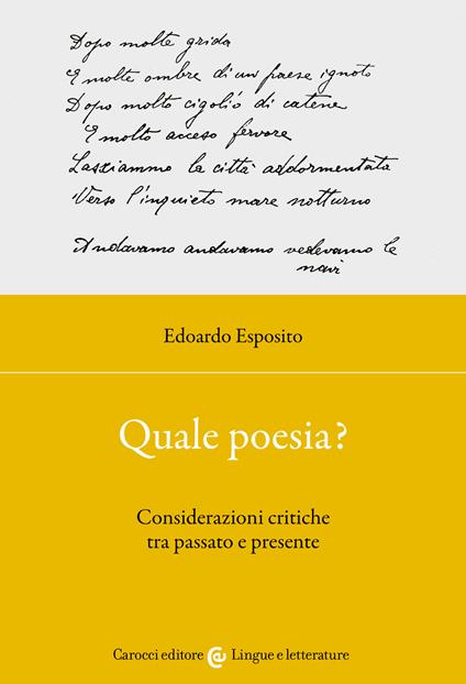 Quale poesia? Considerazioni critiche tra passato e presente - Edoardo Esposito - copertina