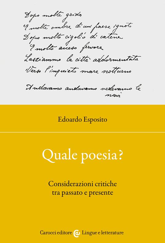 Quale poesia? Considerazioni critiche tra passato e presente - Edoardo Esposito - copertina