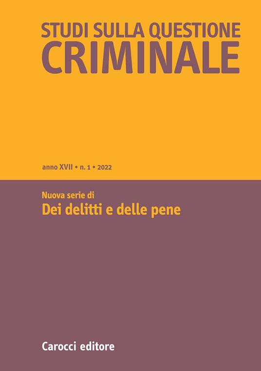 Studi sulla questione criminale (2022). Vol. 1 - copertina
