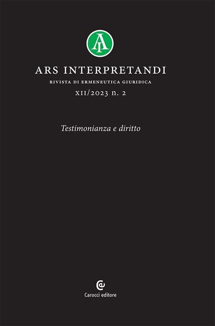 Ars interpretandi (2023). Vol. 2: Testimonianza e diritto - copertina