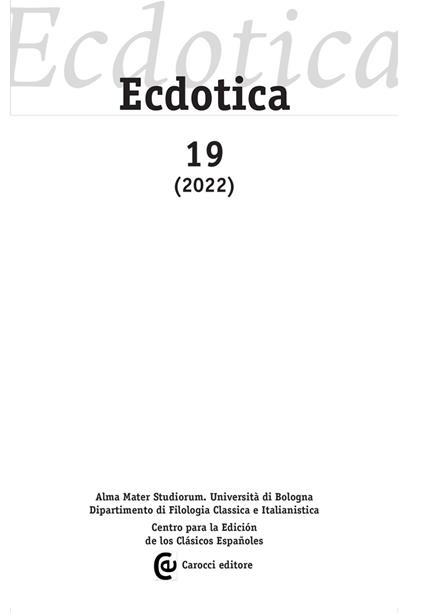 Ecdotica (2022). Vol. 19 - copertina