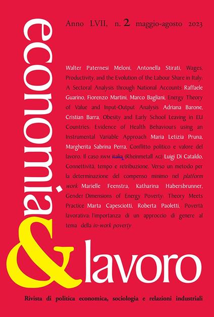 Economia & lavoro (2023). Vol. 2 - copertina