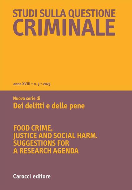 Studi sulla questione criminale (2023). Vol. 3 - copertina
