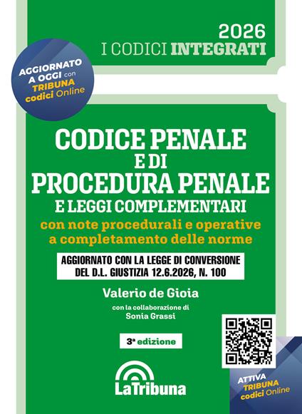 Codice penale e di procedura penale e leggi complementari con note procedurali e operative a completamento delle norme - Valerio De Gioia - copertina