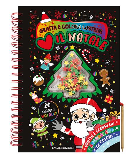 Amo il Natale. Gratta e colora lustrini. Ediz. illustrata. Con matita di legno - copertina