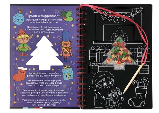Amo il Natale. Gratta e colora lustrini. Ediz. illustrata. Con matita di legno - 3