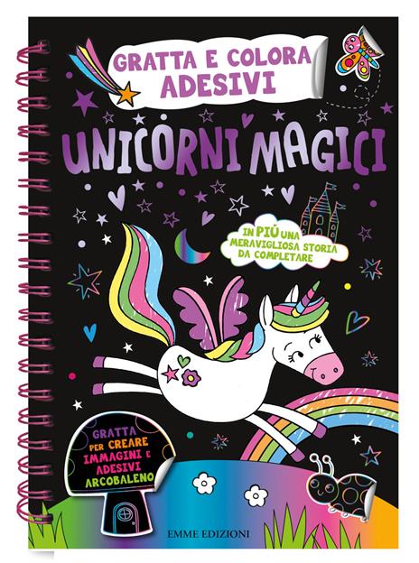 Unicorni magici. Gratta e colora adesivi. Ediz. a colori. Con Prodotti vari: matita di legno - copertina