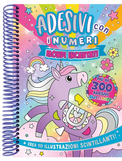 Mondi incantati. Adesivi con i numeri. Ediz. a colori. Ediz. a spirale - copertina