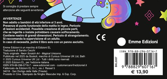 Unicorni magici. Neon gratta e colora. Ediz. a colori. Ediz. a spirale. Con matita di legno - 5