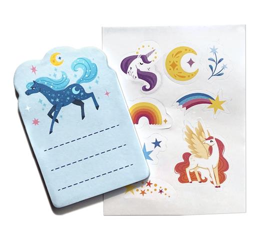 Unicorni. Il mio cofanetto segreto. Ediz. a colori. Con 1 graffetta, 1 matita, 1 gomma, 1 braccialetto, 1 lucchetto e 2 chiavi. Con Adesivi - 3