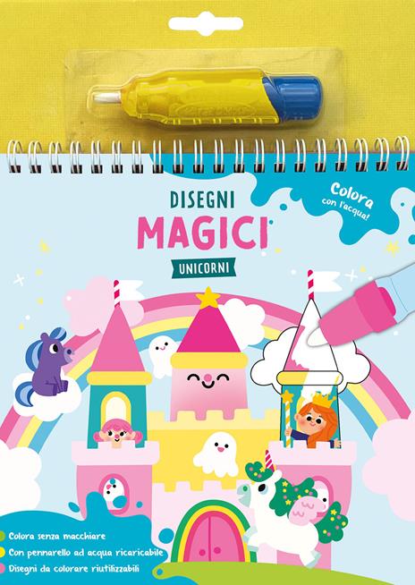 Disegni magici. Unicorni. Ediz. a colori. Ediz. a spirale. Con pennarello ad acqua - copertina