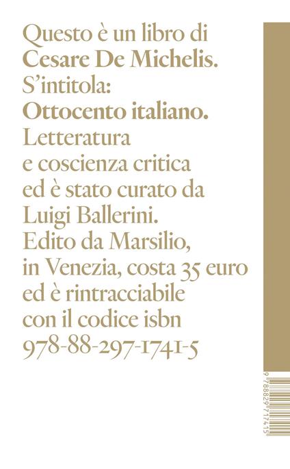Ottocento italiano. Letteratura e coscienza critica - Cesare De Michelis - copertina