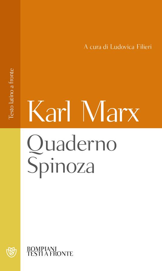 Quaderno Spinoza. Testo latino a fronte - Karl Marx - copertina