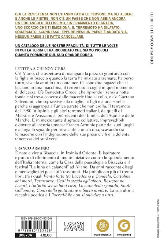 Lettera a chi non c'era. Parole dalle terre mosse - Franco Arminio - 2