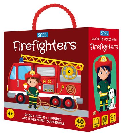 Firefighters. Q-box. Ediz. a colori. Con 4 figures. Con fire engine to assemble. Con puzzle - Matteo Gaule - copertina