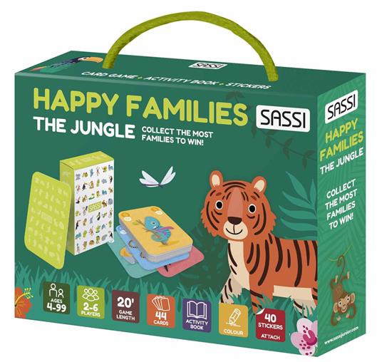 The jungle. Happy families. Valigetta con carte e stickers. Ediz. a colori. Con 44 Carte. Con 40 Adesivi - Ester Tomè - copertina