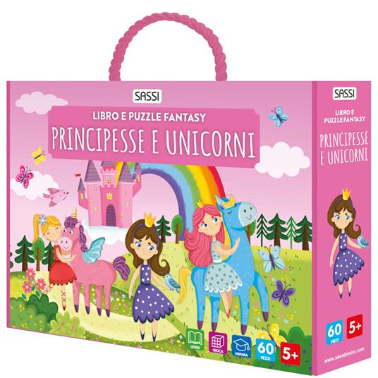 Principesse e unicorni. Libro e puzzle fantasy. Con puzzle - copertina