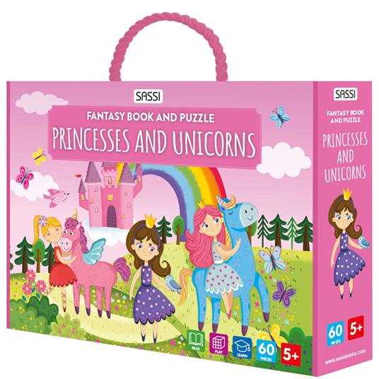 Princesses and unicorns. Fantasy book and puzzle. Ediz. a colori. Con puzzle - copertina