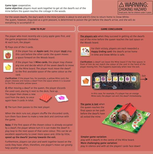 Snow white and the seven dwarfs. The wicked queen's course! My first board games. Ediz. a colori. Con casetta 3D da costruire. Con 8 pedine di legno. Con 2 tabelloni. Con 49 Carte - Roberta Marcolin - 6