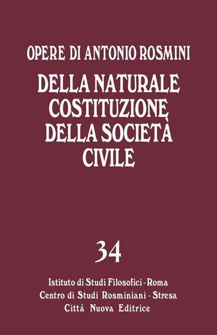 Della naturale costituzione della società civile - Antonio Rosmini - copertina