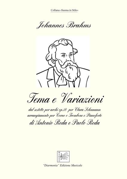 Tema e variazione dal sestetto per archi op.18 per Clara Schumann arrangiato per corno o trombone e pianoforte. Spartito - Johannes Brahms - copertina