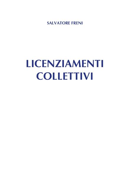 Licenziamenti collettivi - Salvatore Freni - copertina