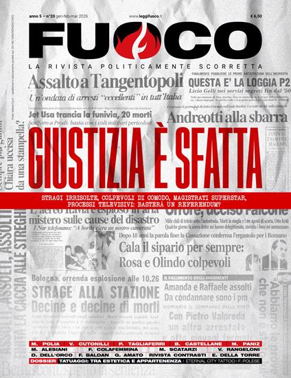 Fuoco (2026). Vol. 20: Giustizia è sfatta. Gennaio/febbraio/marzo 2026 - copertina