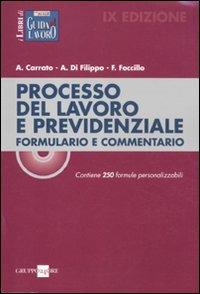 Processo del lavoro e previdenziale. Formulario e commentario. Contiene 250 formule personalizzabili. Con CD-ROM - Aldo Carrato,Alfonso Di Filippo,Filomena Foccillo - copertina