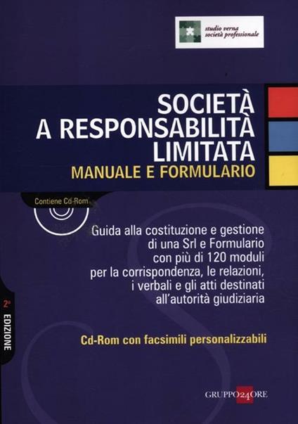 Società a responsabilità limitata. Manuale e formulario. Con CD-ROM - copertina