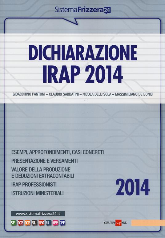 Dichiarazione Irap 2014 - copertina