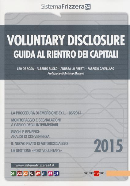 Voluntary disclosure. Guida al rientro dei capitali - copertina