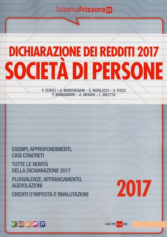 Dichiarazione dei redditi 2017. Società di persone - copertina