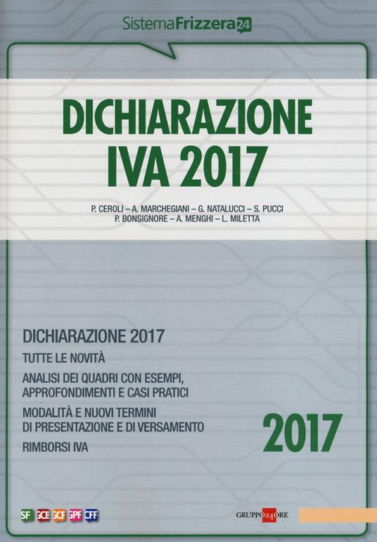 Dichiarazione IVA 2017 - copertina