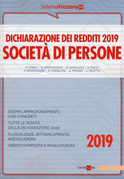 Dichiarazione dei redditi 2019. Società di persone - copertina