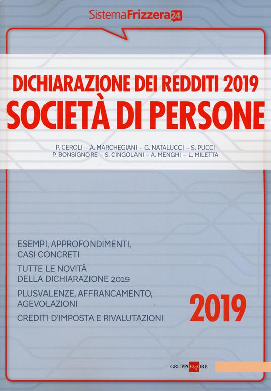 Dichiarazione dei redditi 2019. Società di persone - copertina