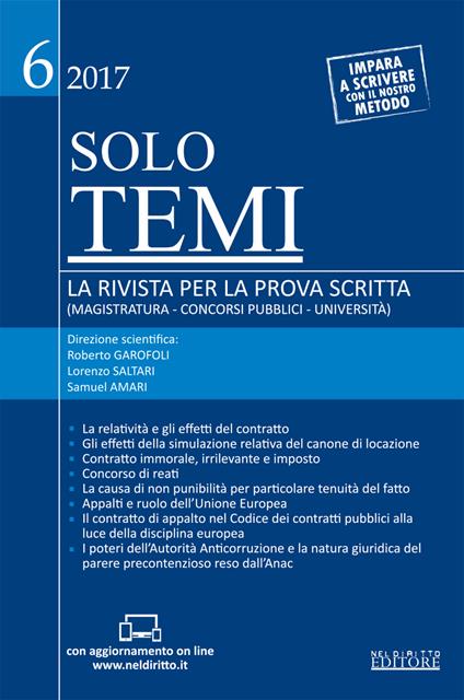 Solo temi. La rivista per la prova scritta (magistratura-concorsi pubblici-università) (2017). Con Contenuto digitale per accesso online. Vol. 6 - copertina