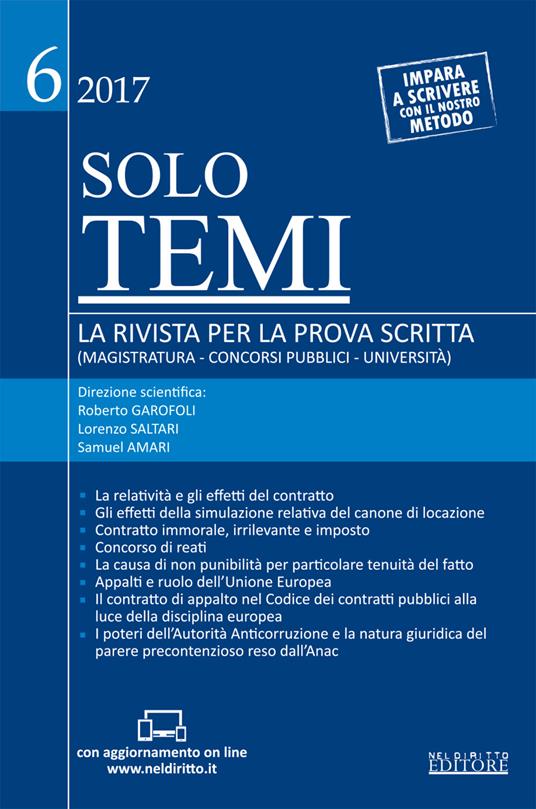 Solo temi. La rivista per la prova scritta (magistratura-concorsi pubblici-università) (2017). Con Contenuto digitale per accesso online. Vol. 6 - copertina